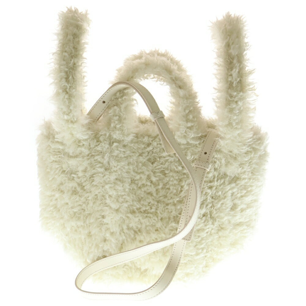BALENCIAGA Leather Fur Shoulder Bag White - Picture 2 of 6